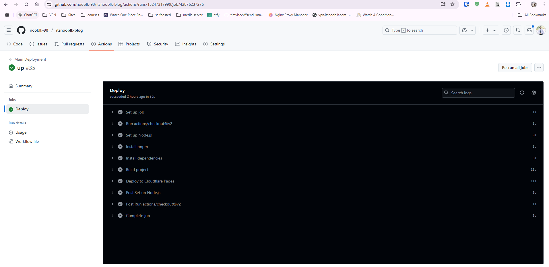 GitHub Actions UI